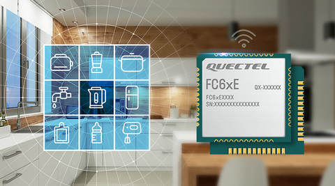 kitchen with small composite image of icome representing various kitchen items including toaster, refridgerator and electric whisk plus FC6xE module