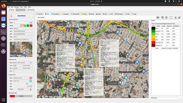 Network KPI monitoring map from Vanrise's Inspkt Sirius system
