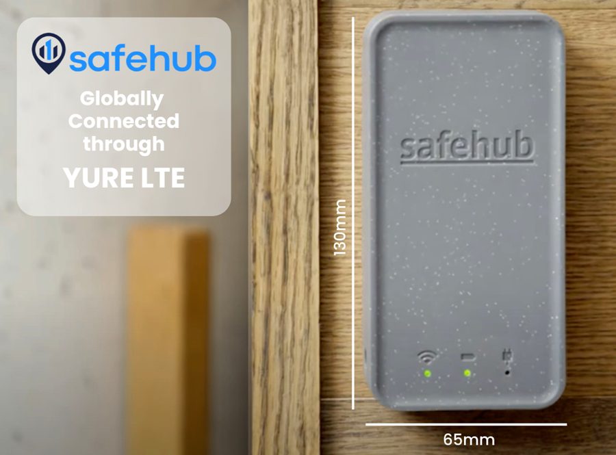 Safehub Yure LTE earthquake management sensor mounted on wall