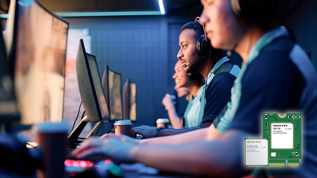 Call centre operatives using headsets featuring tri-band Wi-Fi 7 modules